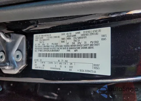 2018 Ford Escape Sel z USA, uszkodzony, nr VIN 1FMCU9HD0JUB55067